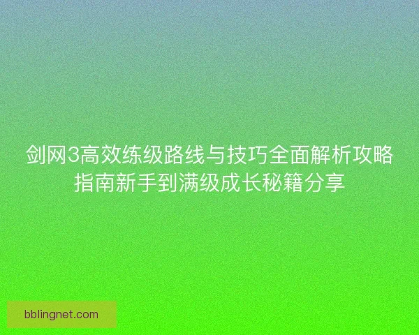 剑网3高效练级路线与技巧全面解析攻略指南新手到满级成长秘籍分享