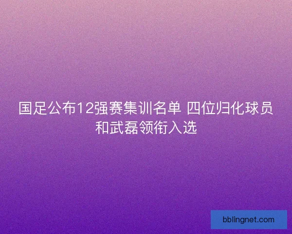 国足公布12强赛集训名单 四位归化球员和武磊领衔入选